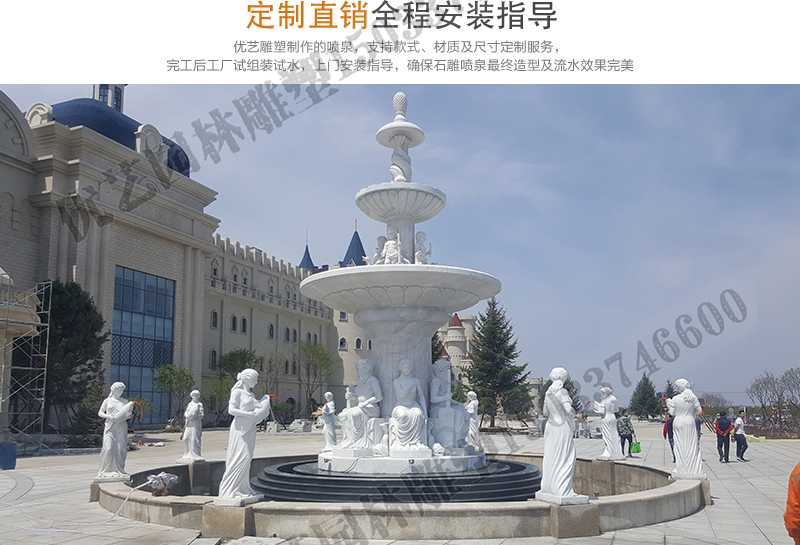 大理石景觀噴泉安裝，如何安裝大型景觀噴泉，定制石雕噴泉工廠