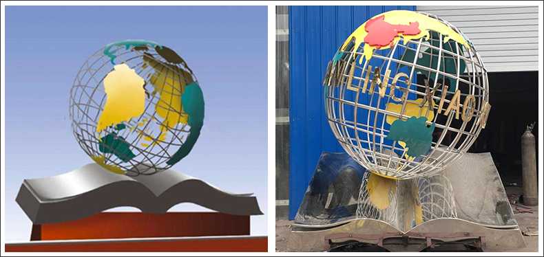 不銹鋼地球，景觀地球雕塑，學(xué)校地球儀擺件