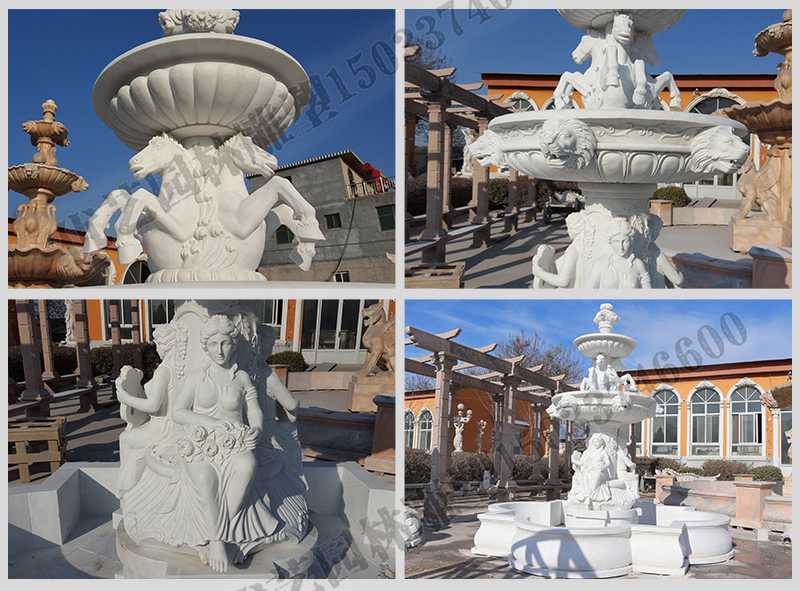 大理石噴泉，歐式人物動物噴泉，室外景觀噴泉定制