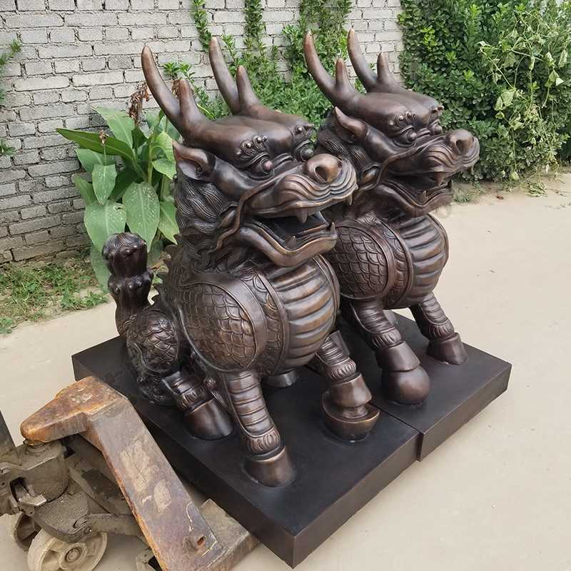 銅麒麟雕塑，銅麒麟擺件，鎮(zhèn)宅風(fēng)水麒麟